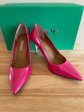 J.Renee Hot Pink Patent Pointed-Toe Stiletto Pumps Size 5